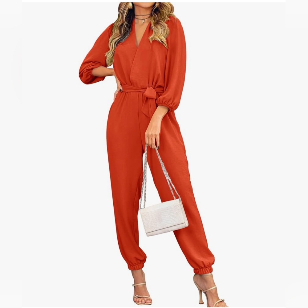 NWT Pretty Garden Rust Pumpkin Jumpsuit Romper Size M Medium